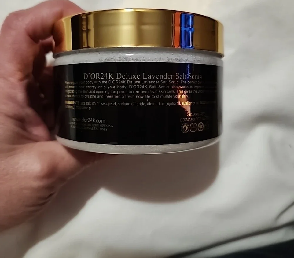 D'OR 24K Prestige Lavender South Sea Pearl Deluxe Salt Scrub - Gold Lid